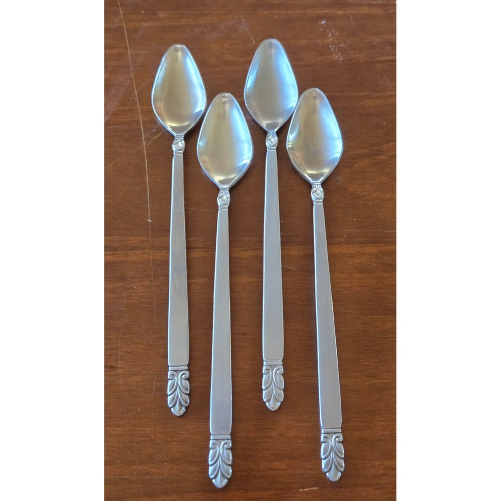 Vintage International Stainless Mid Century Norse Iced Tea Spoons Set/4 Flatware